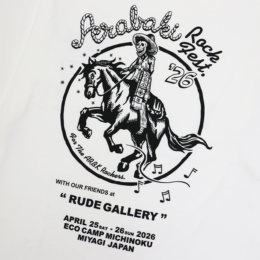 【ARABAKI×RUDE GALLERY】 Tシャツ（ブラック・ホワイト）