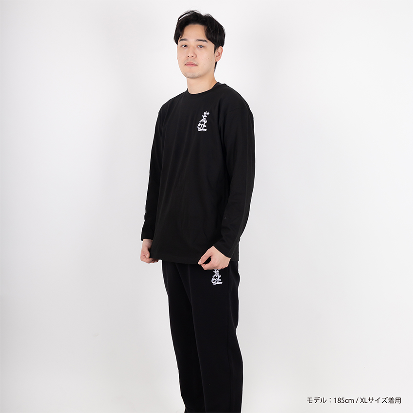 刺繍長袖Tシャツ(ブラック)